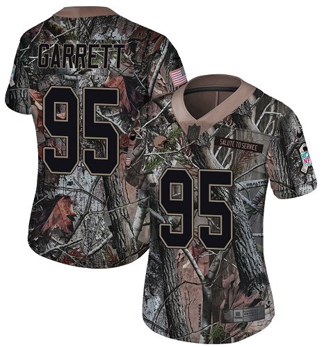 Browns #95 Myles Garrett Camo Women's Stitched Limited Rush Realtree Jersey