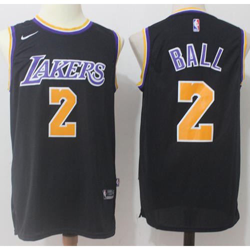 Los Angeles Lakers #2 Lonzo Ball Black Swingman Jersey Mens