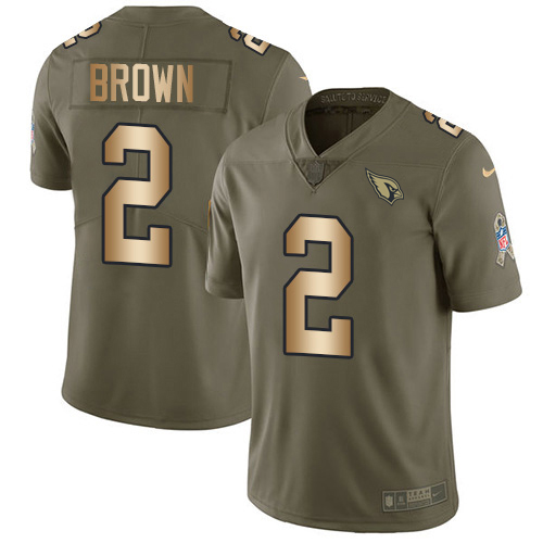 Cardinals #2 Marquise Brown Olive/Gold Youth Stitched Limited 2017 Salute To Service Jersey