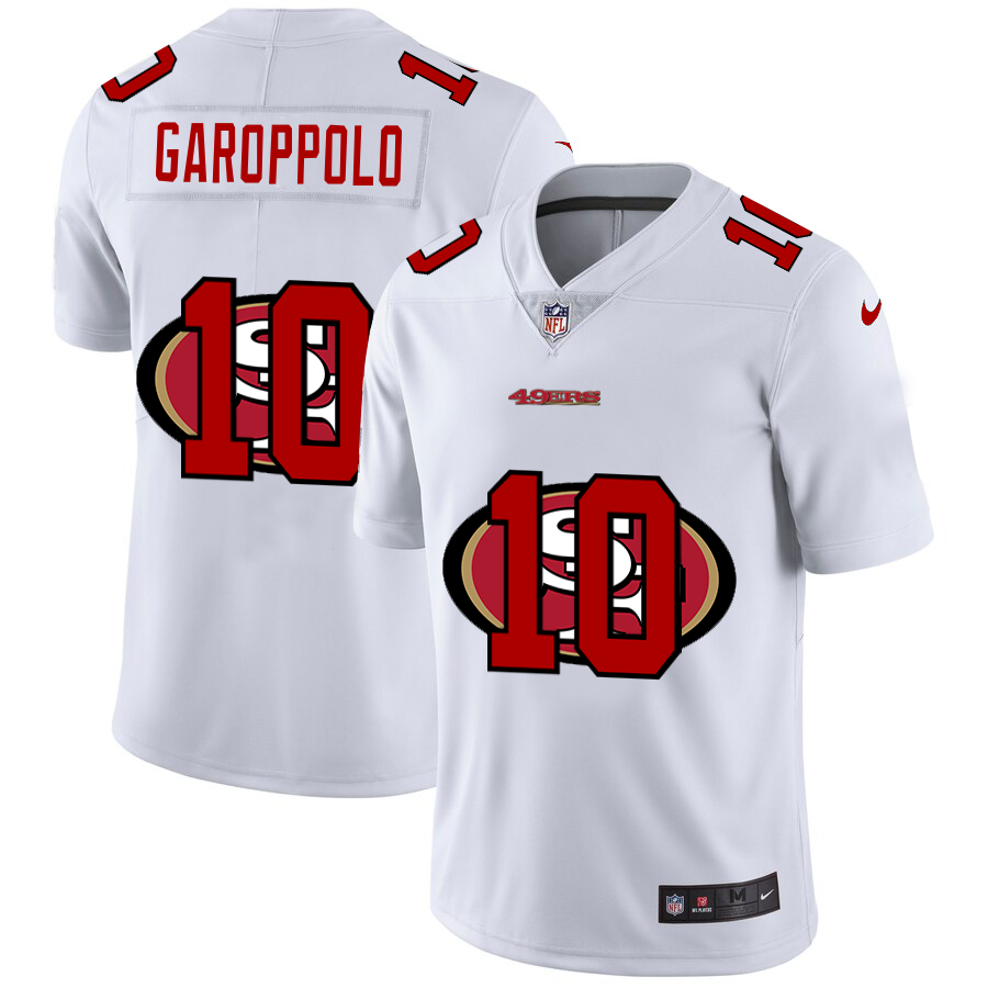 San Francisco 49ers #10 Jimmy Garoppolo White Men's Team Logo Dual Overlap Limited Jersey