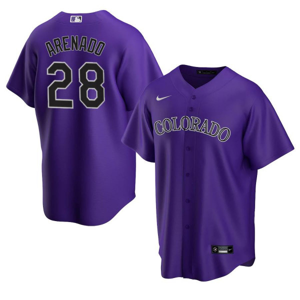 Men's Youth Women's Colorado Rockies 28 Replica Purple Alternate 2020 Replica Nolan Arenado Jersey