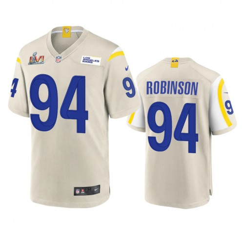Los Angeles Los Angeles Rams #94 A'Shawn Robinson Men's Super Bowl LVI Patch Game Jersey - Bone Men's