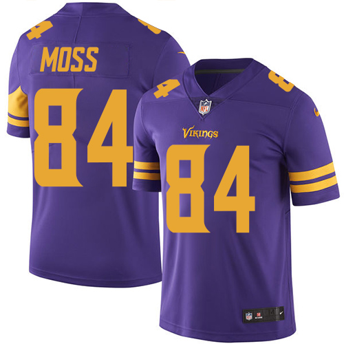 Vikings #84 Randy Moss Purple Youth Stitched Limited Rush Jersey
