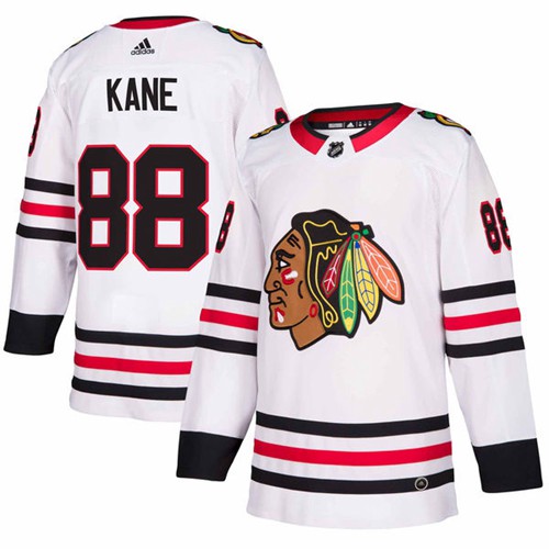 Adidas Chicago Blackhawks #88 Patrick Kane White Road Authentic Stitched Jersey Men's