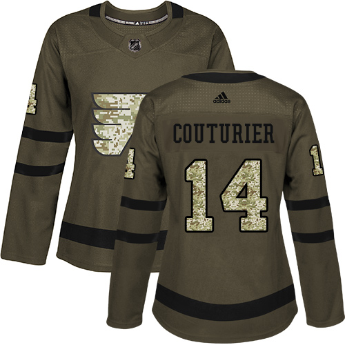 Adidas Philadelphia Flyers #14 Sean Couturier Green Salute to Service Women's Stitched Jersey Womens