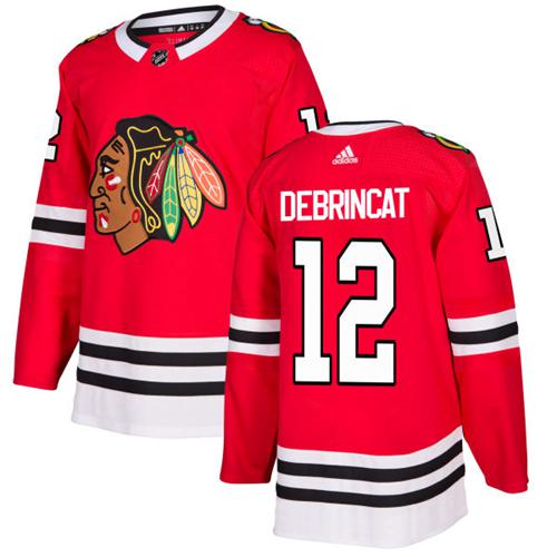 Adidas Chicago Blackhawks #12 Alex DeBrincat Red Home Authentic Stitched Jersey Men's