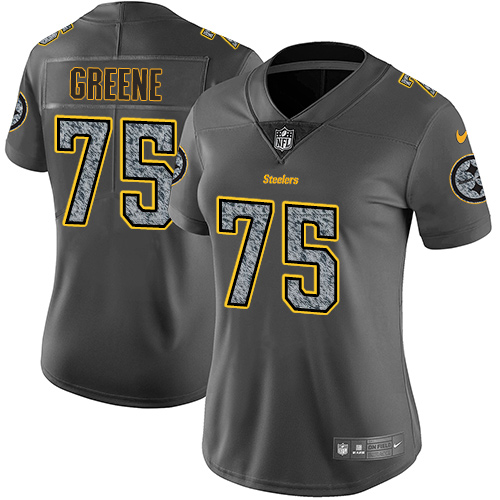 Pittsburgh Steelers #75 Joe Greene Gray Static Women's Stitched Vapor Untouchable Limited Jersey Womens