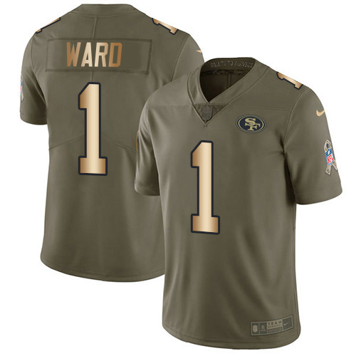 49ers #1 Jimmie Ward Olive/Gold Men's Stitched Limited 2017 Salute To Service Jersey
