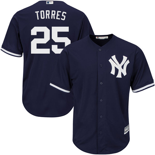 New York Yankees #25 Gleyber Torres Navy blue Cool Base Stitched Youth Jersey Youth