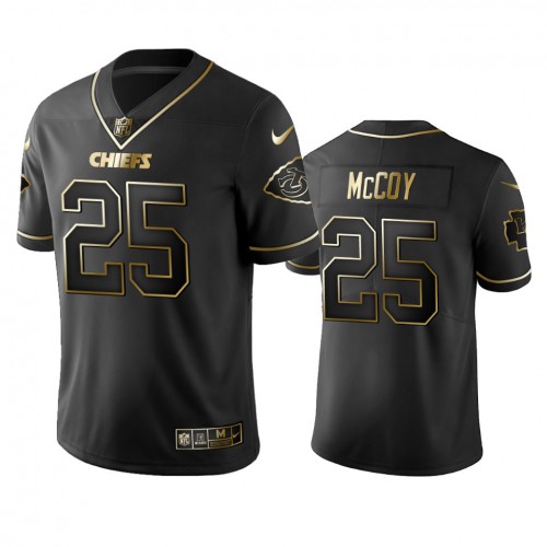 Kansas City Chiefs #25 Lesean Mccoy Black Golden Limited Edition Stitched Jersey Men's
