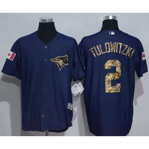 Toronto Blue Jays #2 Troy Tulowitzki Denim Blue Salute to Service Stitched Jersey Men's