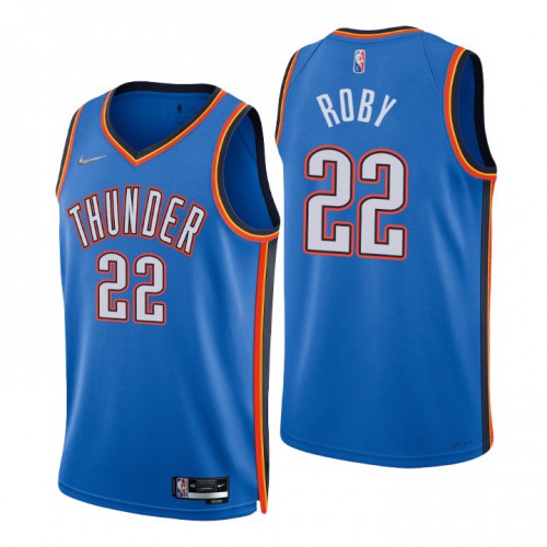 Oklahoma City Thunder #22 Lsaiah Roby Blue Mens 2021-22 75th Anniversary Diamond Swingman Jersey - Icon Edition Mens