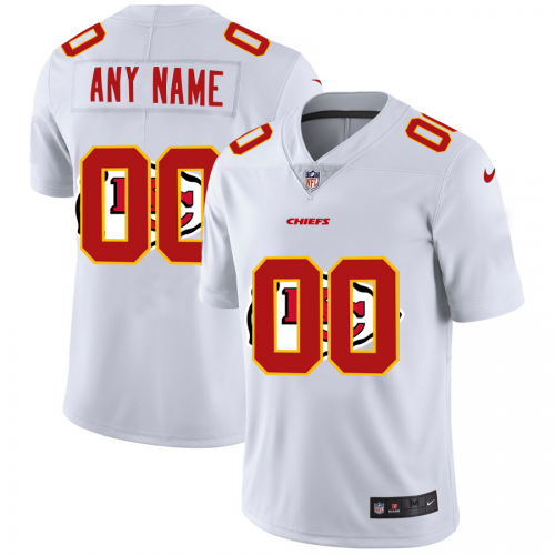 Kansas City Chiefs Custom White Men's Team Logo Dual Overlap Limited Jersey