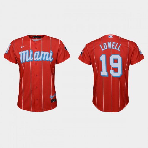 Miami Miami Marlins #19 Mike Lowell Youth 2021 City Connect Authentic Jersey Red Youth