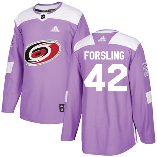 Adidas Carolina Hurricanes #42 Gustav Forsling Purple Authentic Fights Cancer Stitched Youth Jersey Youth