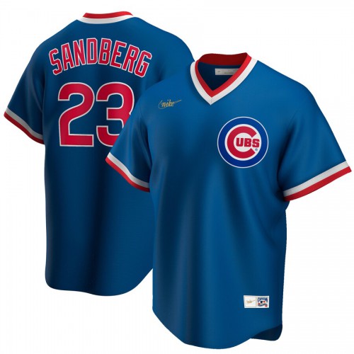 Chicago Chicago Cubs #23 Ryne Sandberg Road Cooperstown Collection Player Jersey Royal Men's