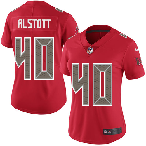 Buccaneers #40 Mike Alstott Red Women's Stitched Limited Rush Jersey
