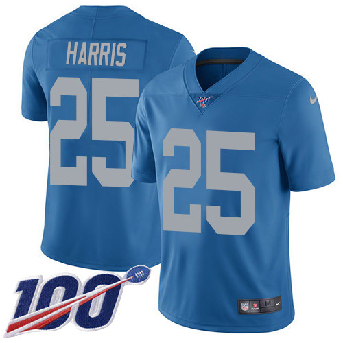 Detroit Lions #25 Will Harris Blue Throwback Youth Stitched 100th Season Vapor Untouchable Limited Jersey Youth