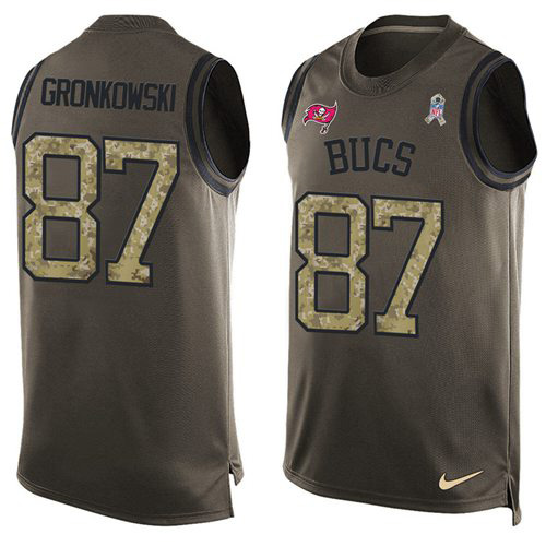 Buccaneers #87 Rob Gronkowski Green Men's Stitched Limited Salute To Service Tank Top Jersey