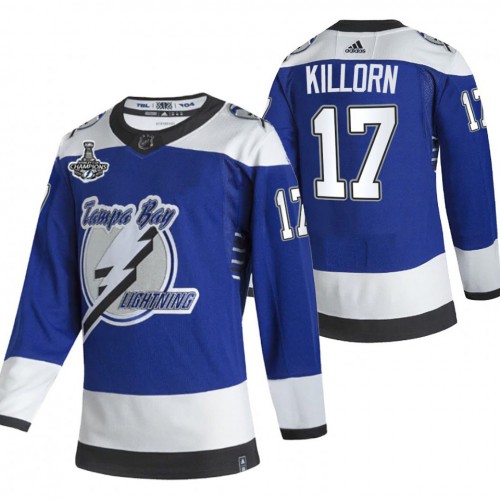 Adidas Tampa Bay Lightning #17 Alex Killorn Blue Road Authentic Youth 2021 Stanley Cup Champions Jersey Youth