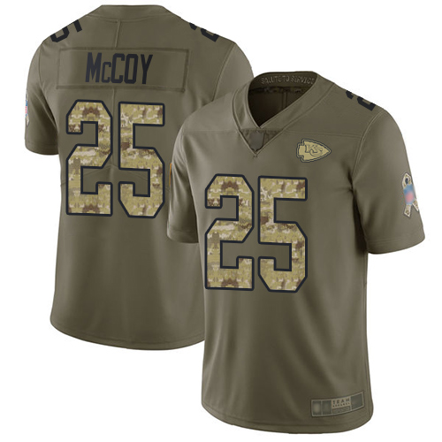 Kansas City Chiefs #25 LeSean McCoy Olive/Camo Youth Stitched Limited 2017 Salute to Service Jersey Youth