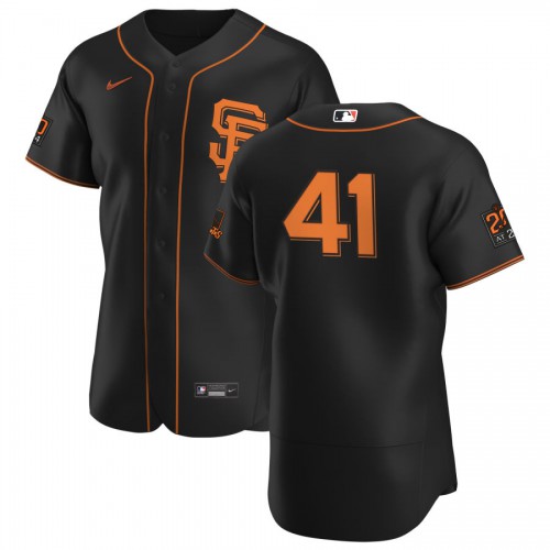San Francisco San Francisco Giants #41 Wilmer Flores Men's Black Alternate 2020 Authentic 20 at 24 Patch Player Jersey Men's