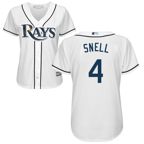 Tampa Bay Rays #4 Blake Snell White Home Women's Stitched Jersey Womens