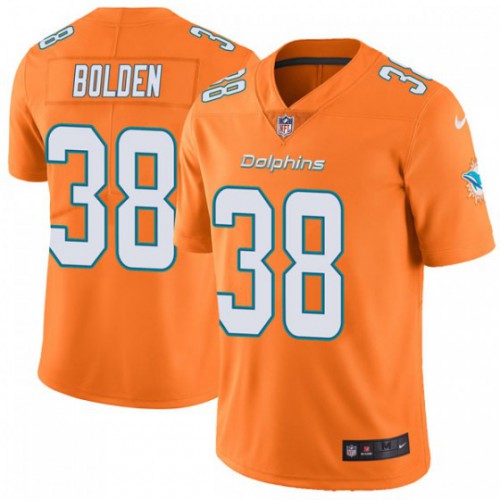 Miami Dolphins #38 Brandon Bolden Orange Men's Stitched Limited Rush Jersey Men's