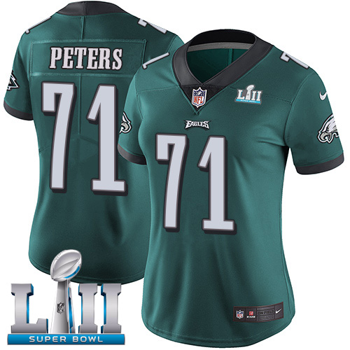 Philadelphia Eagles #71 Jason Peters Midnight Green Team Color Super Bowl LII Women's Stitched Vapor Untouchable Limited Jersey Womens