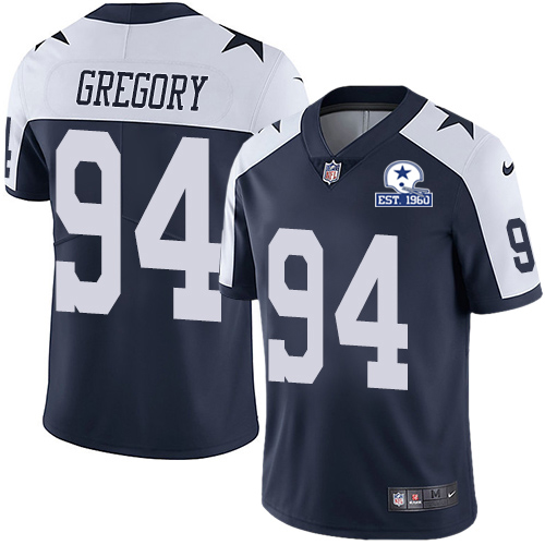 Dallas Cowboys #94 Randy Gregory Navy Blue Thanksgiving Men's Stitched With Established In 1960 Patch Vapor Untouchable Limited Throwback Jersey M
