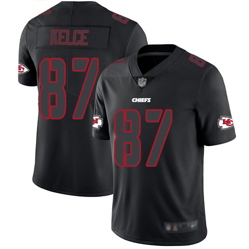Chiefs #87 Travis Kelce Black Men's Stitched Limited Rush Impact Jersey