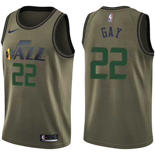Utah Jazz #22 Rudy Gay Green Salute to Service Womens Swingman Jersey Womens