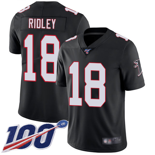 Falcons #18 Calvin Ridley Black Alternate Men's Stitched 100th Season Vapor Limited Jersey