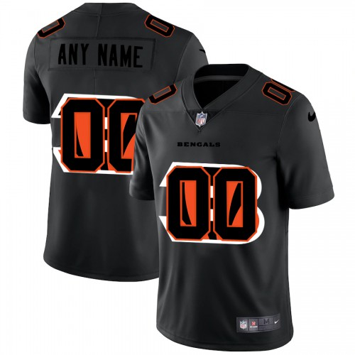Cincinnati Bengals Custom Men's Team Logo Dual Overlap Limited Jersey Black