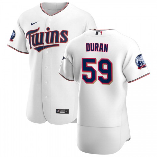 Minnesota Minnesota Twins #59 Jhoan Duran Men's White Home 2020 60th Season Authentic Team Jersey Men's