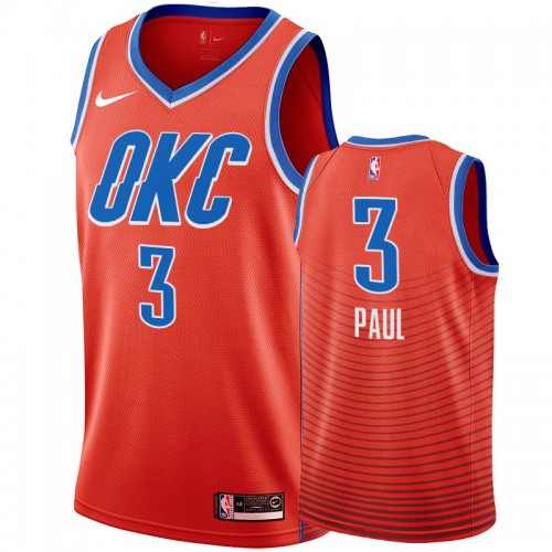 Oklahoma City Thunder #3 Chris Paul Orange Mens Statement Edition Jersey Mens
