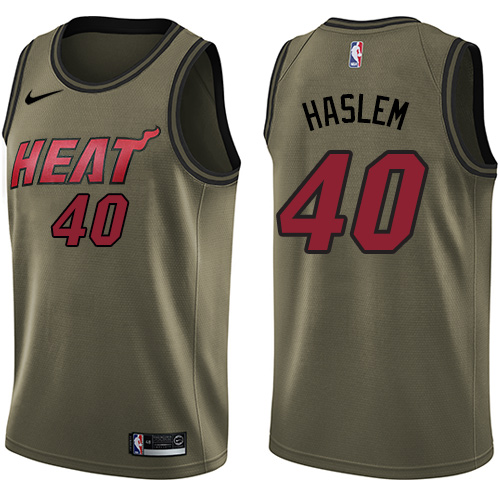 Miami Heat #40 Udonis Haslem Green Salute to Service Youth Swingman Jersey Youth