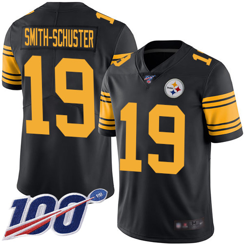 Pittsburgh Steelers #19 JuJu Smith-Schuster Black Youth Stitched Limited Rush 100th Season Jersey Youth