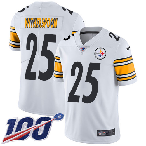 Steelers #25 Ahkello Witherspoon White Youth Stitched 100th Season Vapor Limited Jersey
