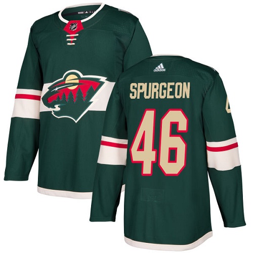 Adidas Minnesota Wild #46 Jared Spurgeon Green Home Authentic Stitched Jersey Men's