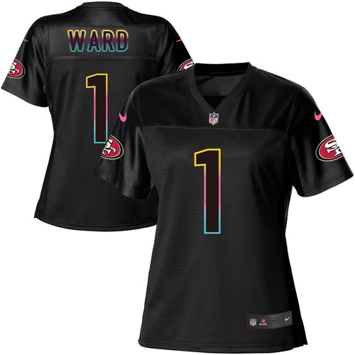 49ers #1 Jimmie Ward Black Women's Fashion Game Jersey