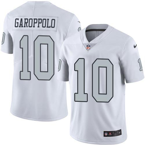Raiders #10 Jimmy Garoppolo White Men's Stitched Limited Rush Jersey