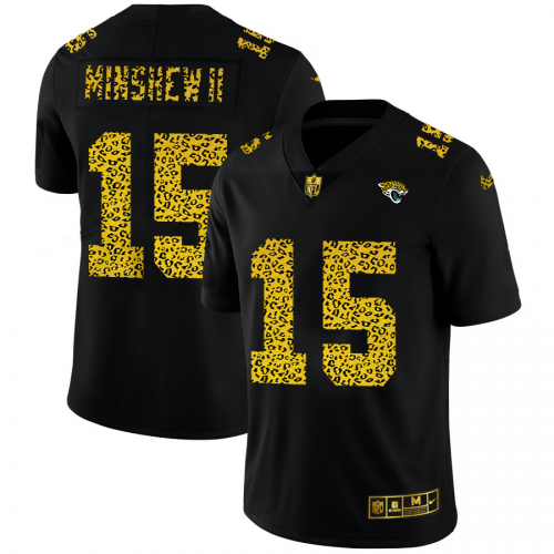 Jacksonville Jacksonville Jaguars #15 Gardner Minshew II Men's Leopard Print Fashion Vapor Limited Jersey Black Men's