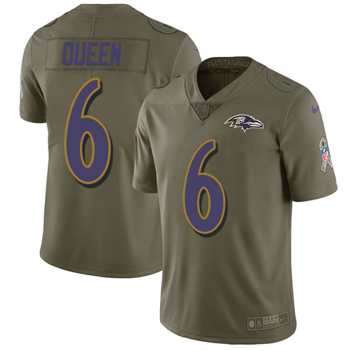 Ravens #6 Patrick Queen Olive Youth Stitched Limited 2017 Salute To Service Jersey