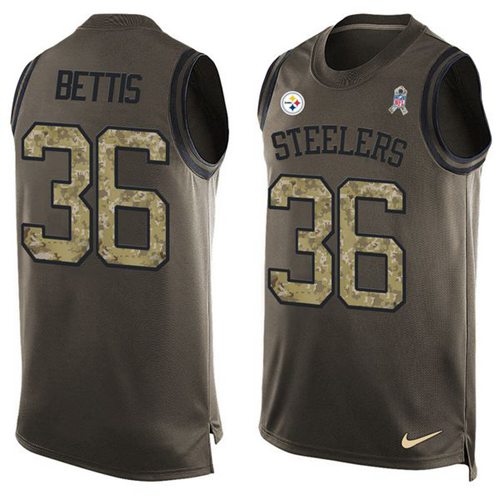 Steelers #36 Jerome Bettis Green Men's Stitched Limited Salute To Service Tank Top Jersey