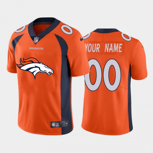 Denver Broncos Orange Custom Men's Big Team Logo Vapor Limited Jersey