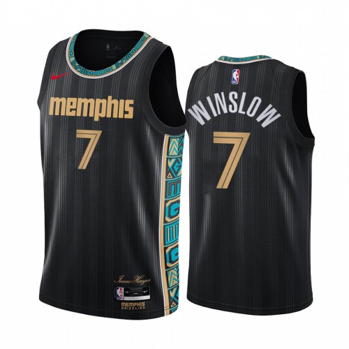 Memphis Grizzlies #7 Justise Winslow Black Youth Swingman 2020-21 City Edition Jersey Youth