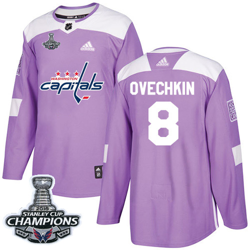 Adidas Washington Capitals #8 Alex Ovechkin Purple Authentic Fights Cancer Stanley Cup Final Champions Stitched Jersey Men's