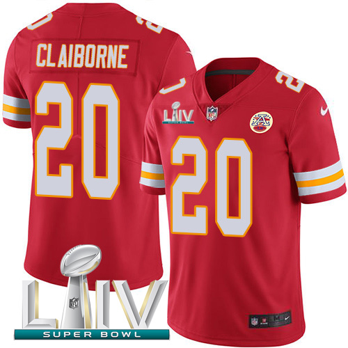 Kansas City Chiefs #20 Morris Claiborne Red Super Bowl LIV 2020 Team Color Youth Stitched Vapor Untouchable Limited Jersey Youth