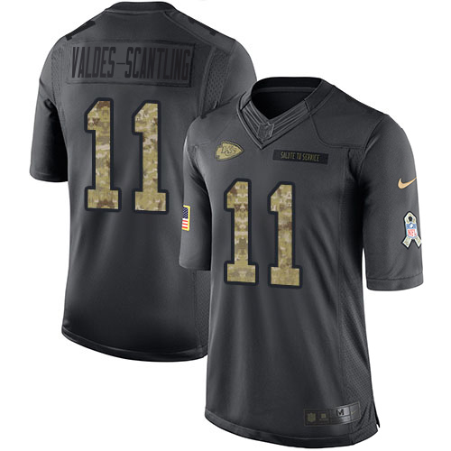 Chiefs #11 Marquez Valdes-Scantling Black Men's Stitched Limited 2016 Salute To Service Jersey